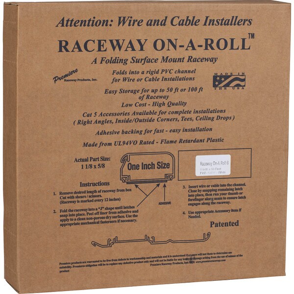 Main product image for 50 ft. Professional Grade 1" Raceway On-A-Roll White261-203